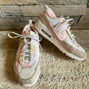 Nike Air Max 90 Futura Summit White Light Soft Pink Sneakers Suede Leather: 9.5